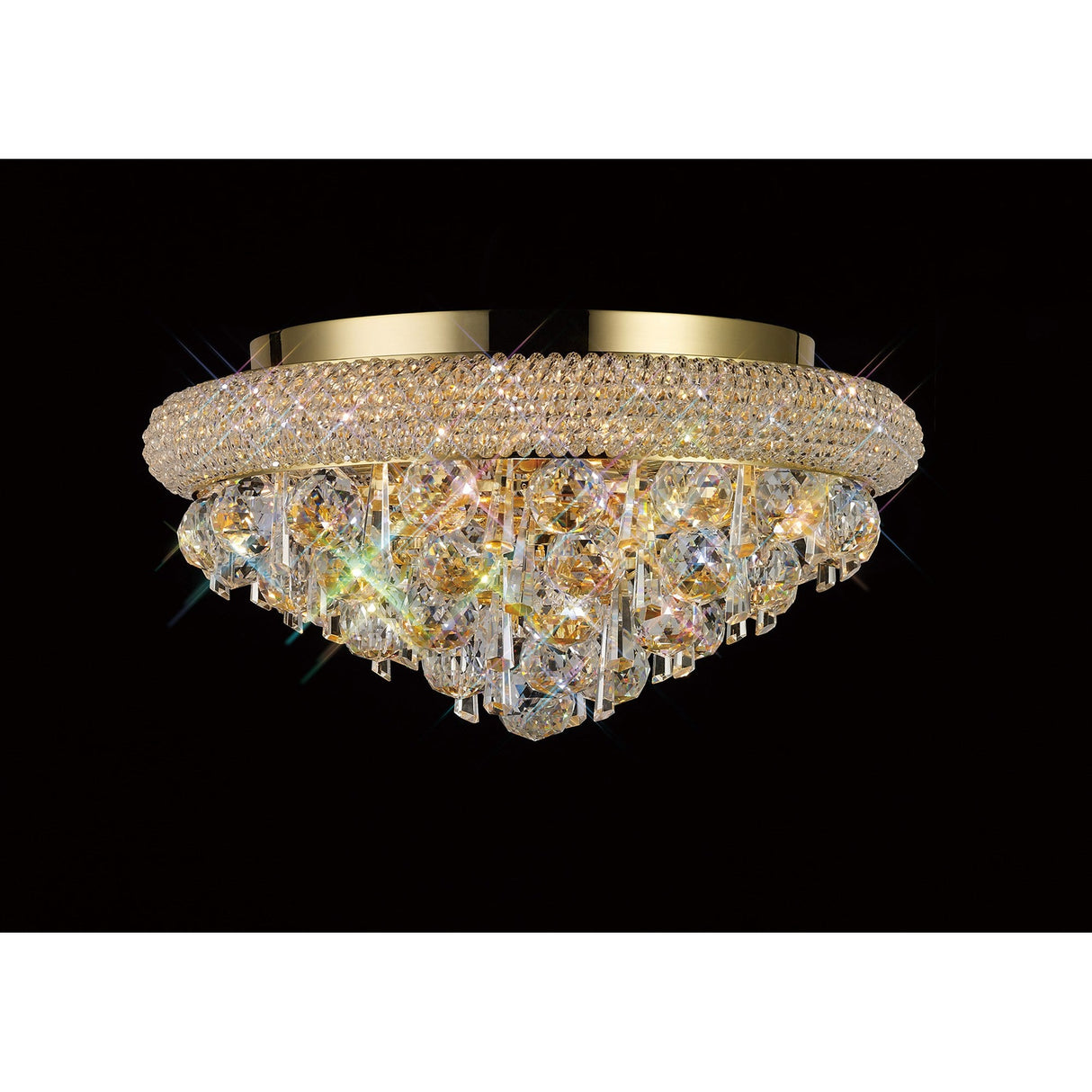 Alexandra 6 Light Crystal Flush Ceiling Light - Gold