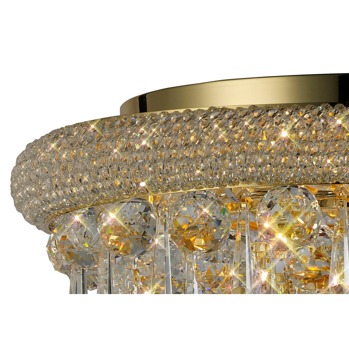 Alexandra 7 Light Crystal Flush Ceiling Light - Gold