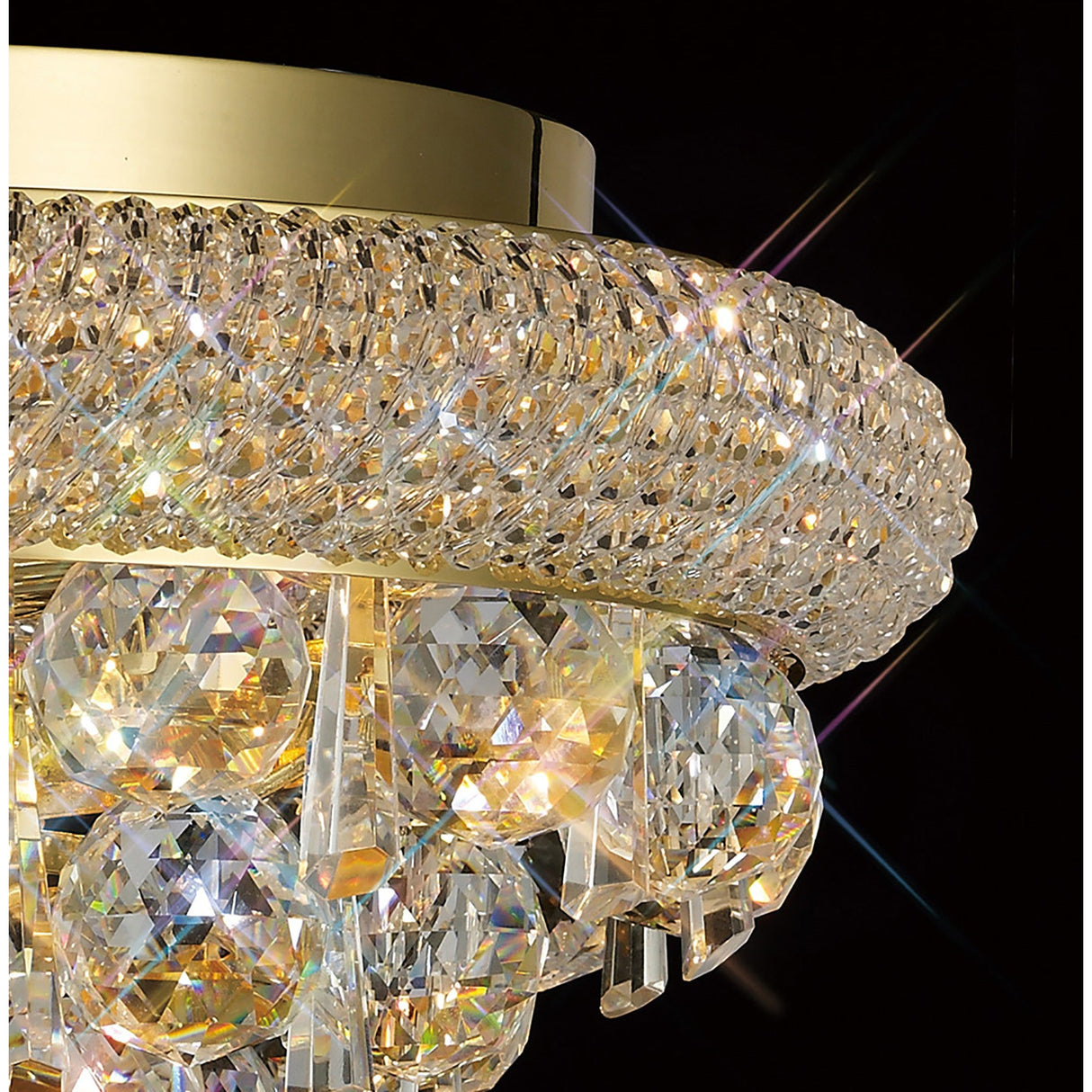 Alexandra 7 Light Crystal Flush Ceiling Light - Gold