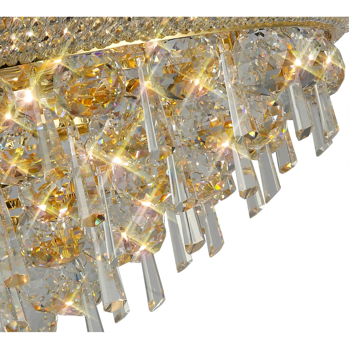 Alexandra 7 Light Crystal Flush Ceiling Light - Gold