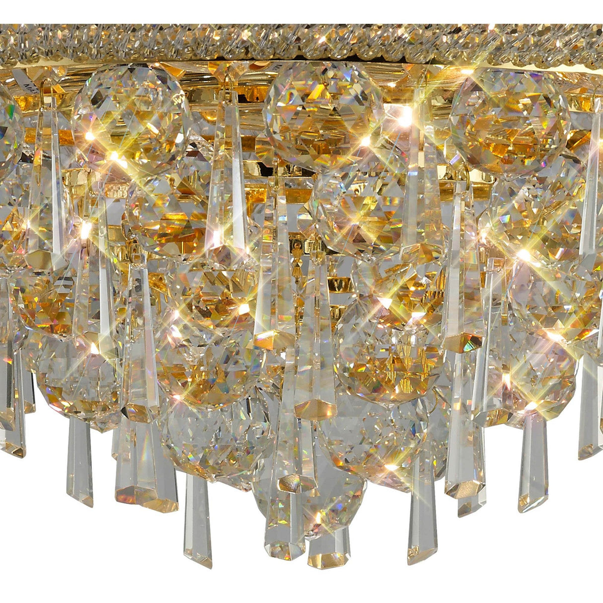 Alexandra 7 Light Crystal Flush Ceiling Light - Gold