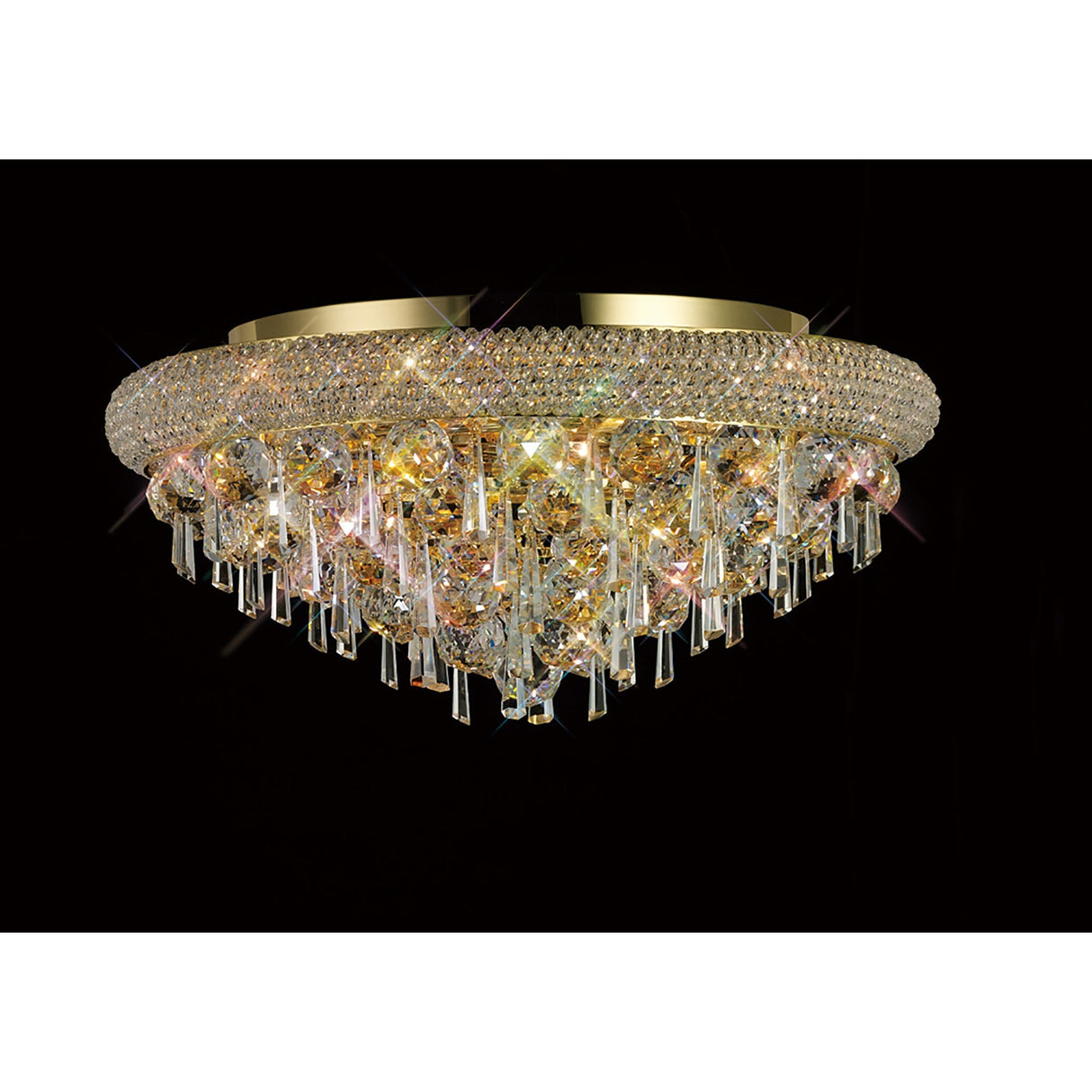 Alexandra 7 Light Crystal Flush Ceiling Light - Gold