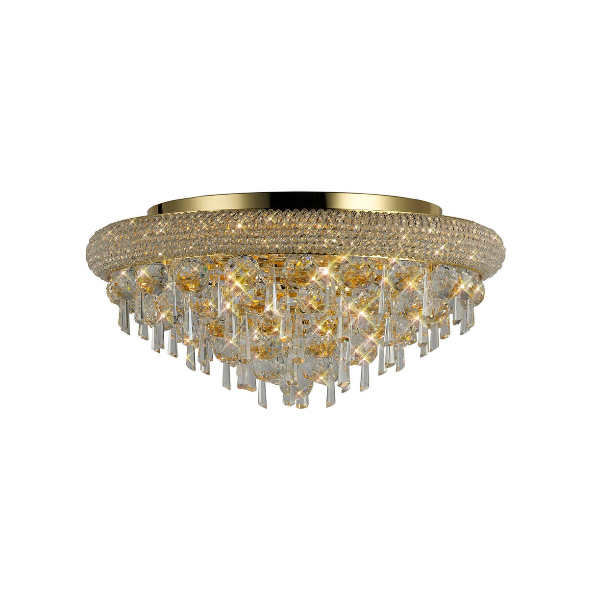Alexandra 7 Light Crystal Flush Ceiling Light - Gold