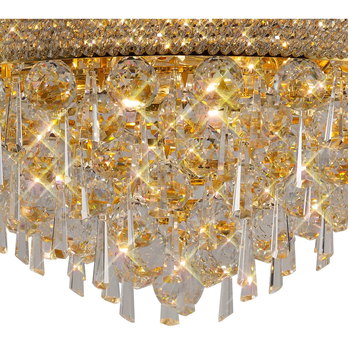 Alexandra 9 Light Crystal Flush Ceiling Light - Gold