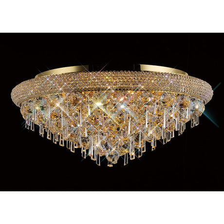 Alexandra 9 Light Crystal Flush Ceiling Light - Gold