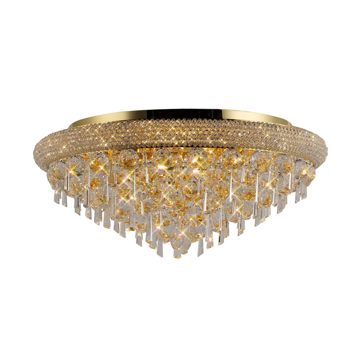 Alexandra 9 Light Crystal Flush Ceiling Light - Gold