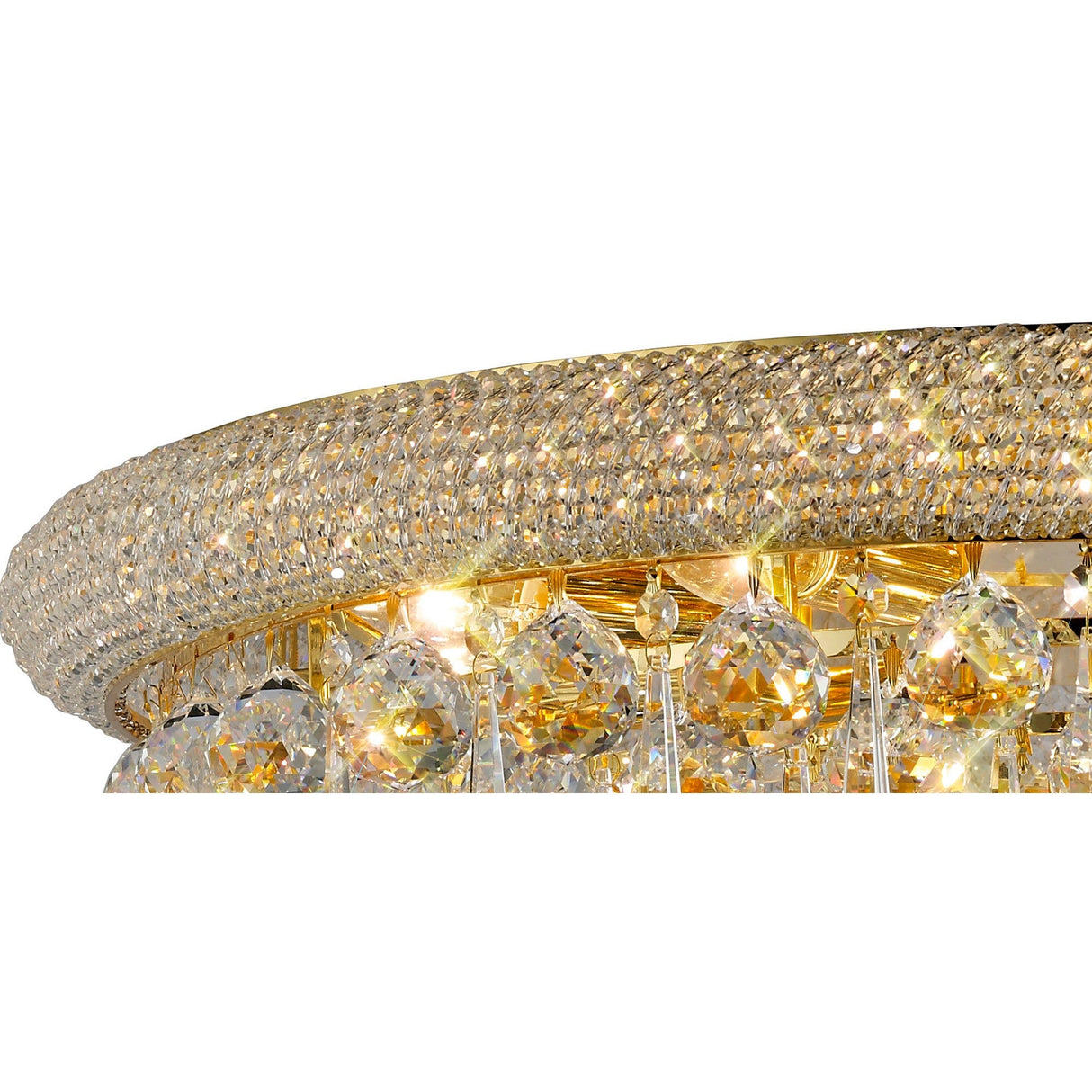 Alexandra 16 Light Crystal Flush Ceiling Light - Gold