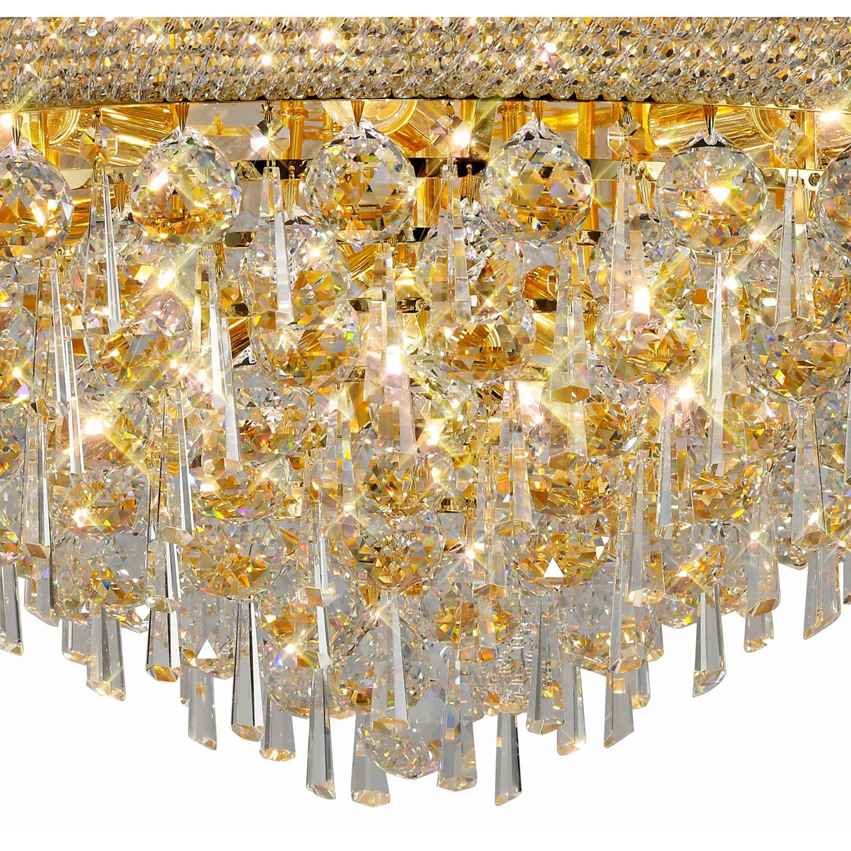 Alexandra 16 Light Crystal Flush Ceiling Light - Gold