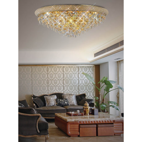Alexandra 16 Light Crystal Flush Ceiling Light - Gold