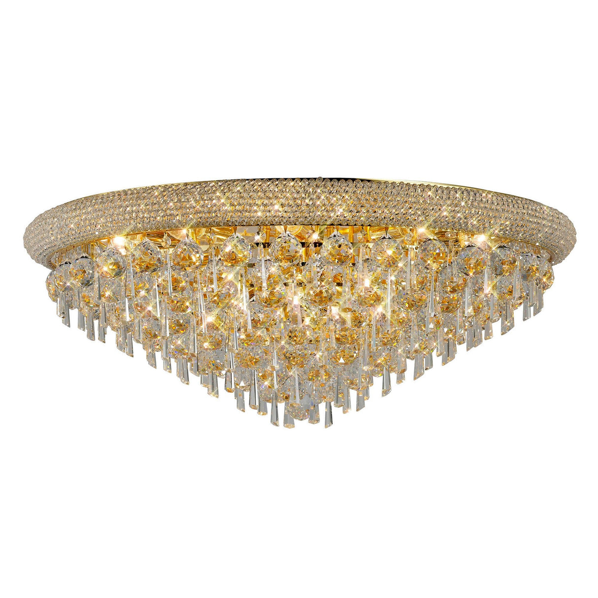 Alexandra 16 Light Crystal Flush Ceiling Light - Gold