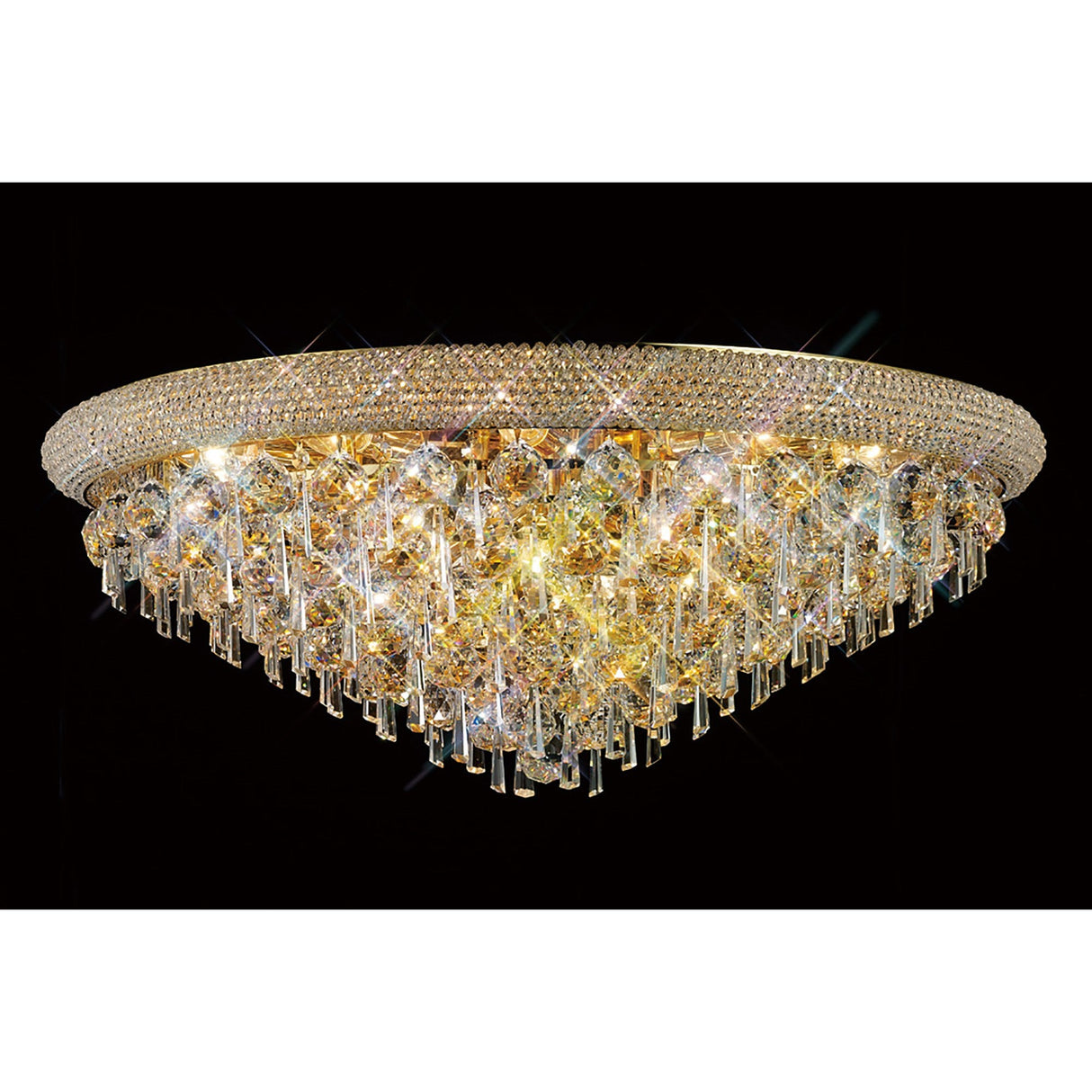 Alexandra 16 Light Crystal Flush Ceiling Light - Gold