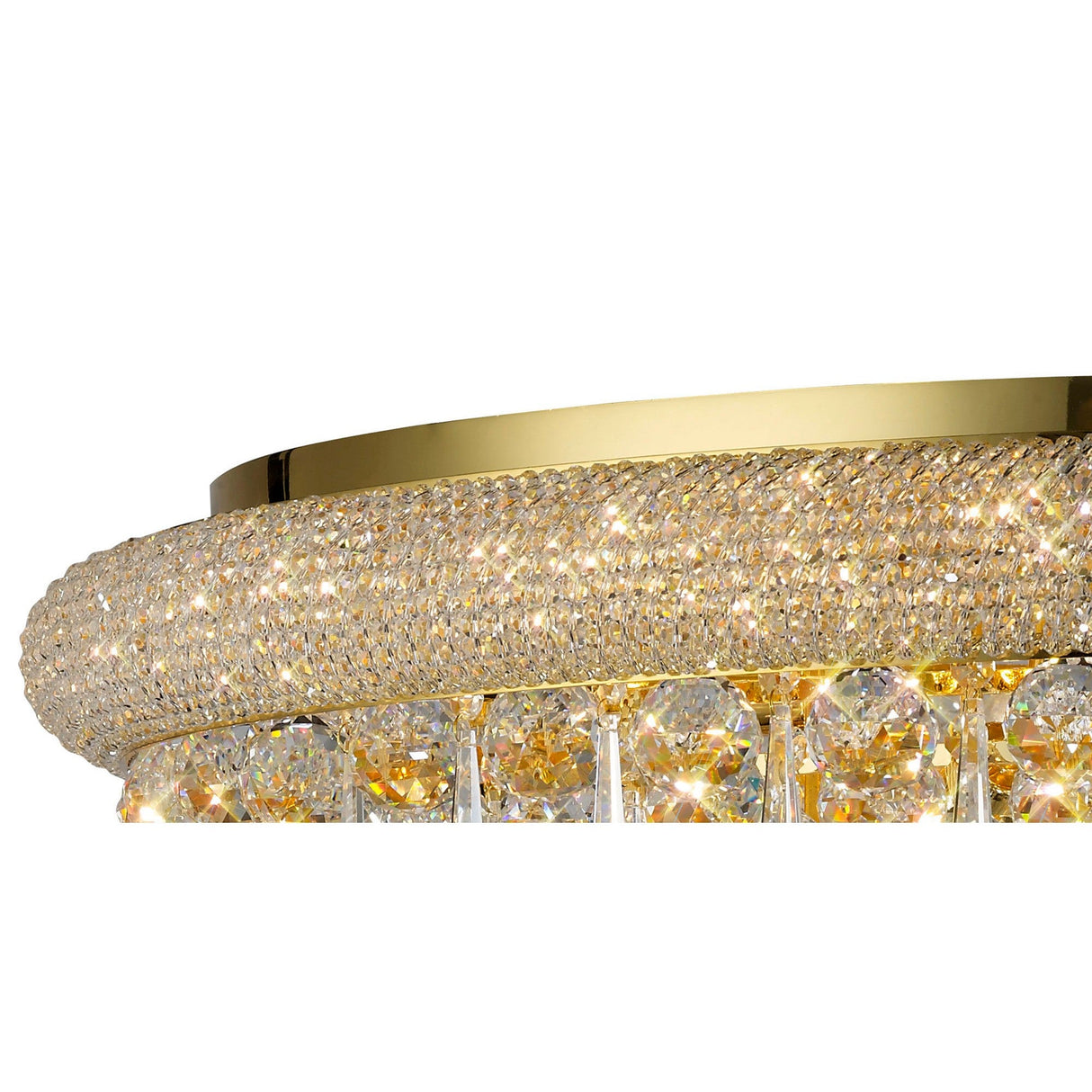 Alexandra 18 Light Crystal Flush Ceiling Light - Gold