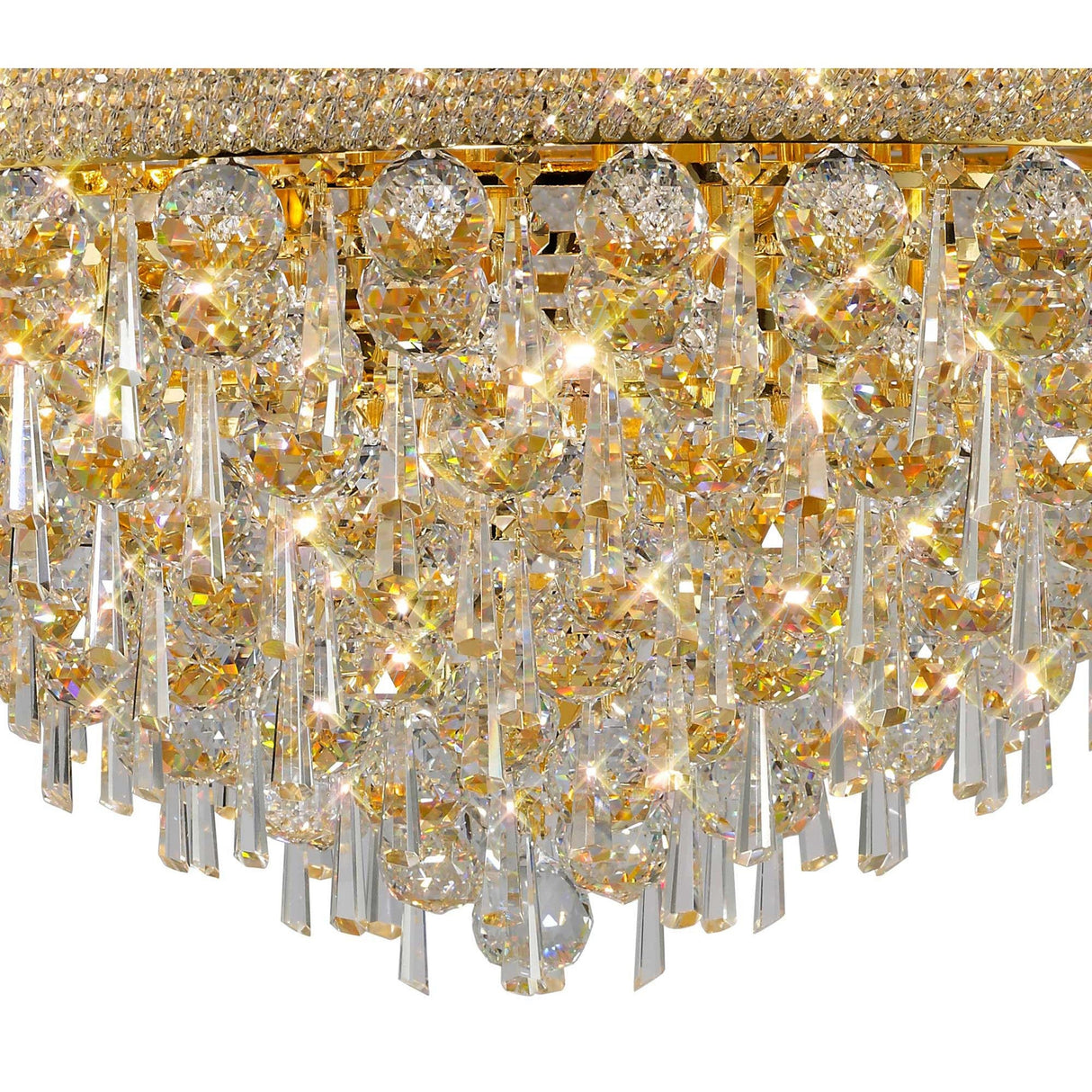 Alexandra 18 Light Crystal Flush Ceiling Light - Gold
