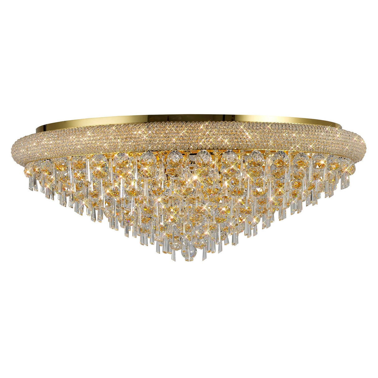 Alexandra 18 Light Crystal Flush Ceiling Light - Gold