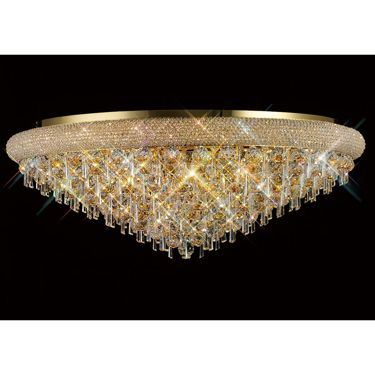 Alexandra 18 Light Crystal Flush Ceiling Light - Gold