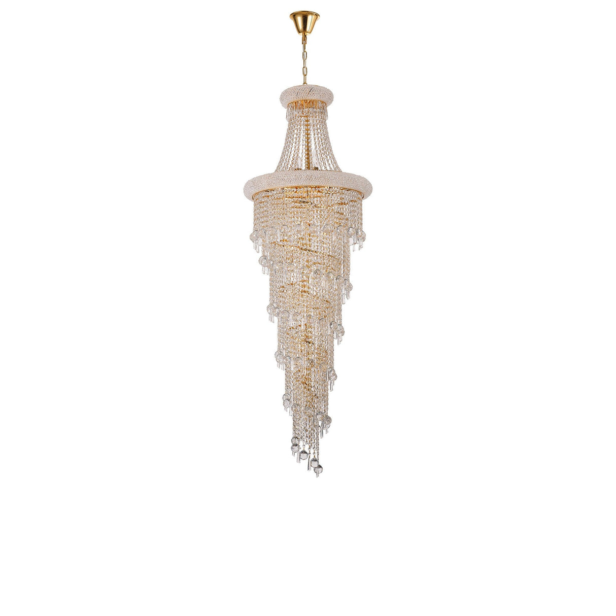 Alexandra 60cm 4 Layer Spiral 25 Light Crystal Chandelier - Gold