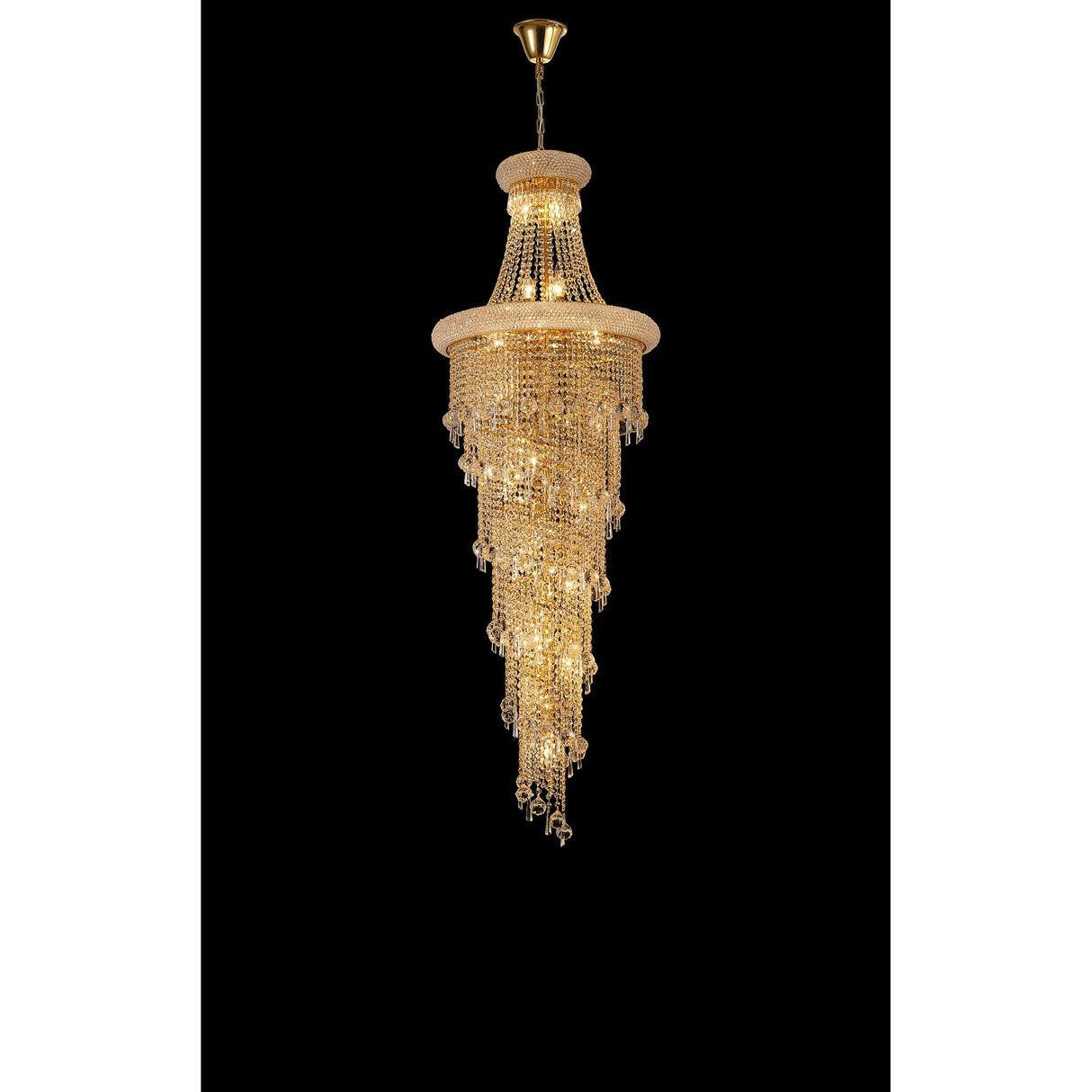 Alexandra 60cm 4 Layer Spiral 25 Light Crystal Chandelier - Gold