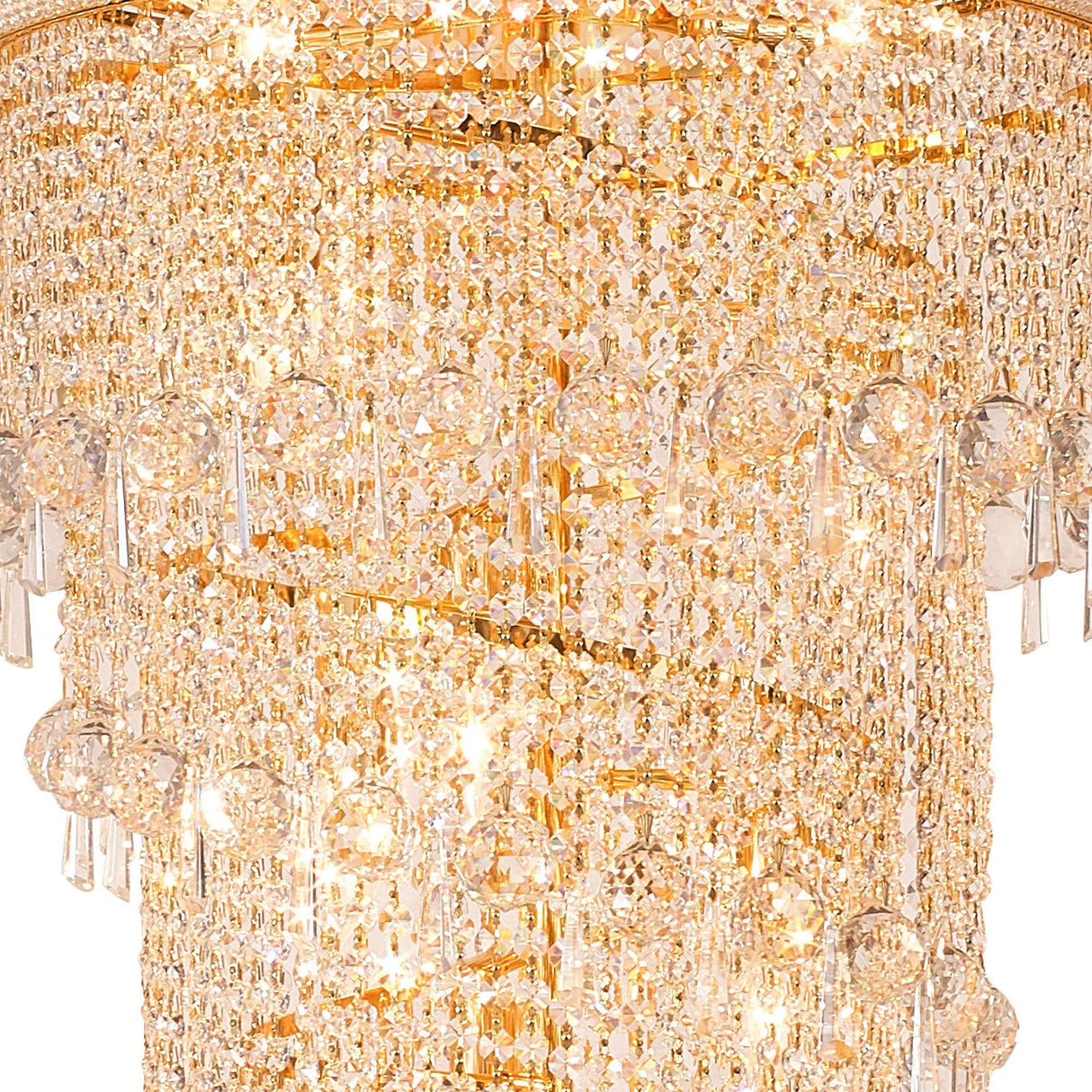 Alexandra 60cm 4 Layer Spiral 25 Light Crystal Chandelier - Gold