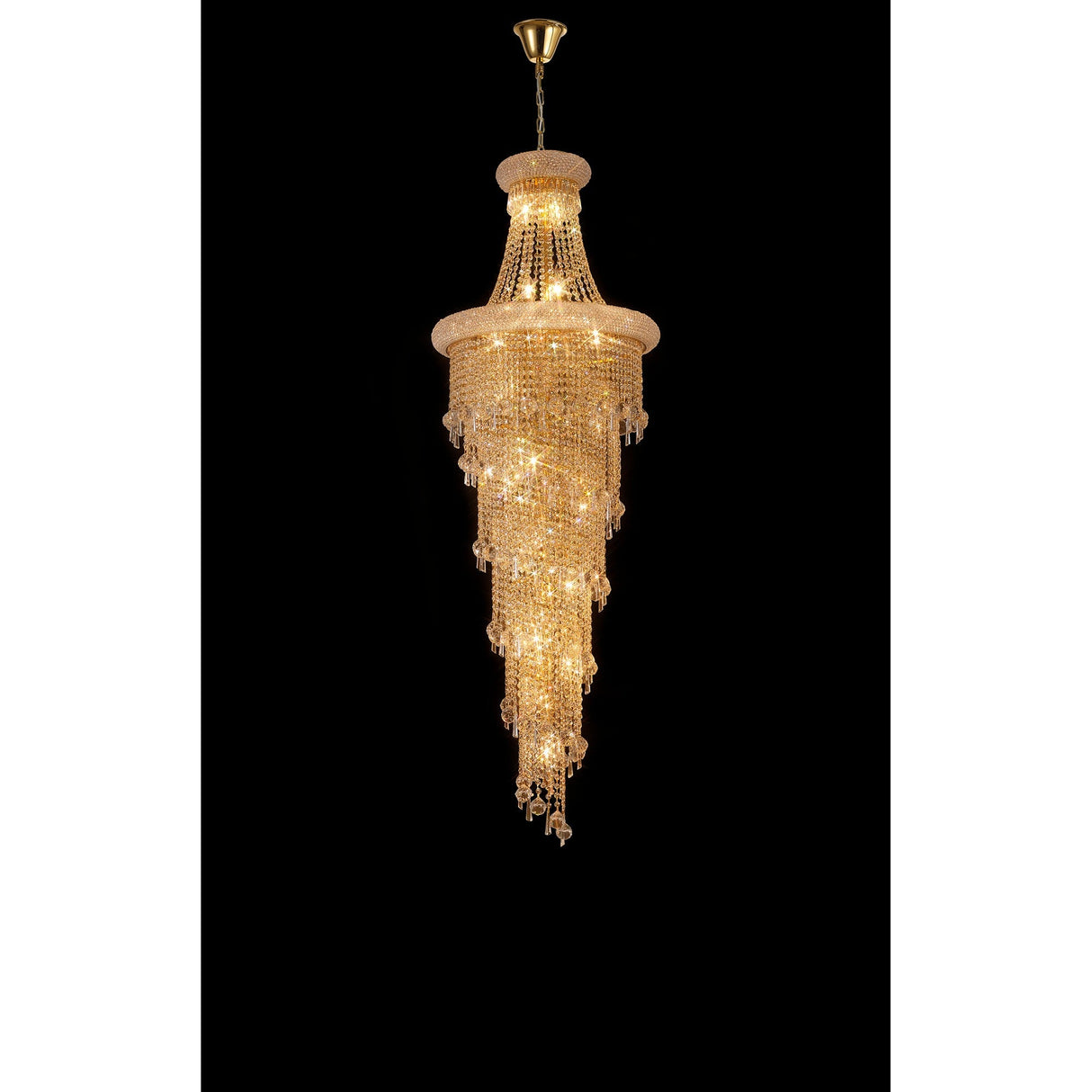 Alexandra 60cm 4 Layer Spiral 25 Light Crystal Chandelier - Gold