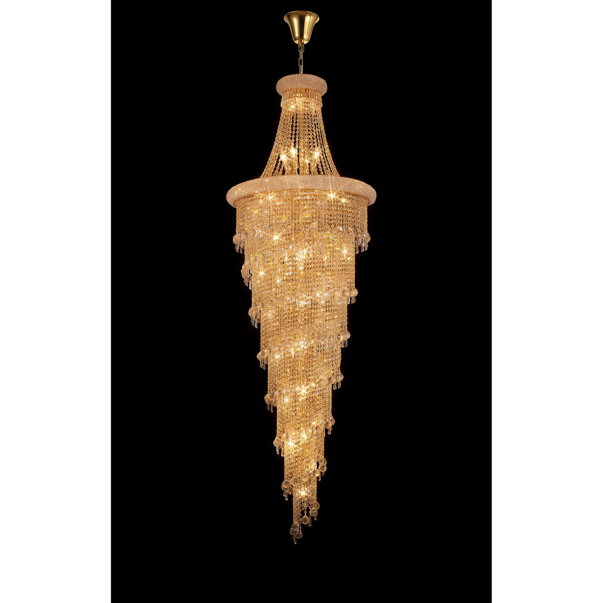 Alexandra 78cm 4 Layer Spiral 49 Light Crystal Chandelier - Gold