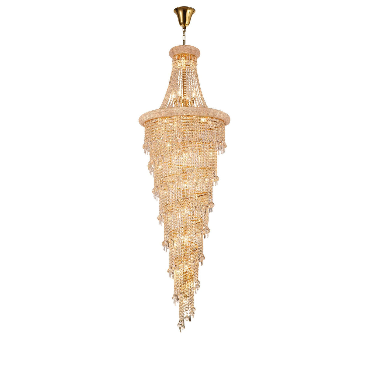Alexandra 78cm 4 Layer Spiral 49 Light Crystal Chandelier - Gold
