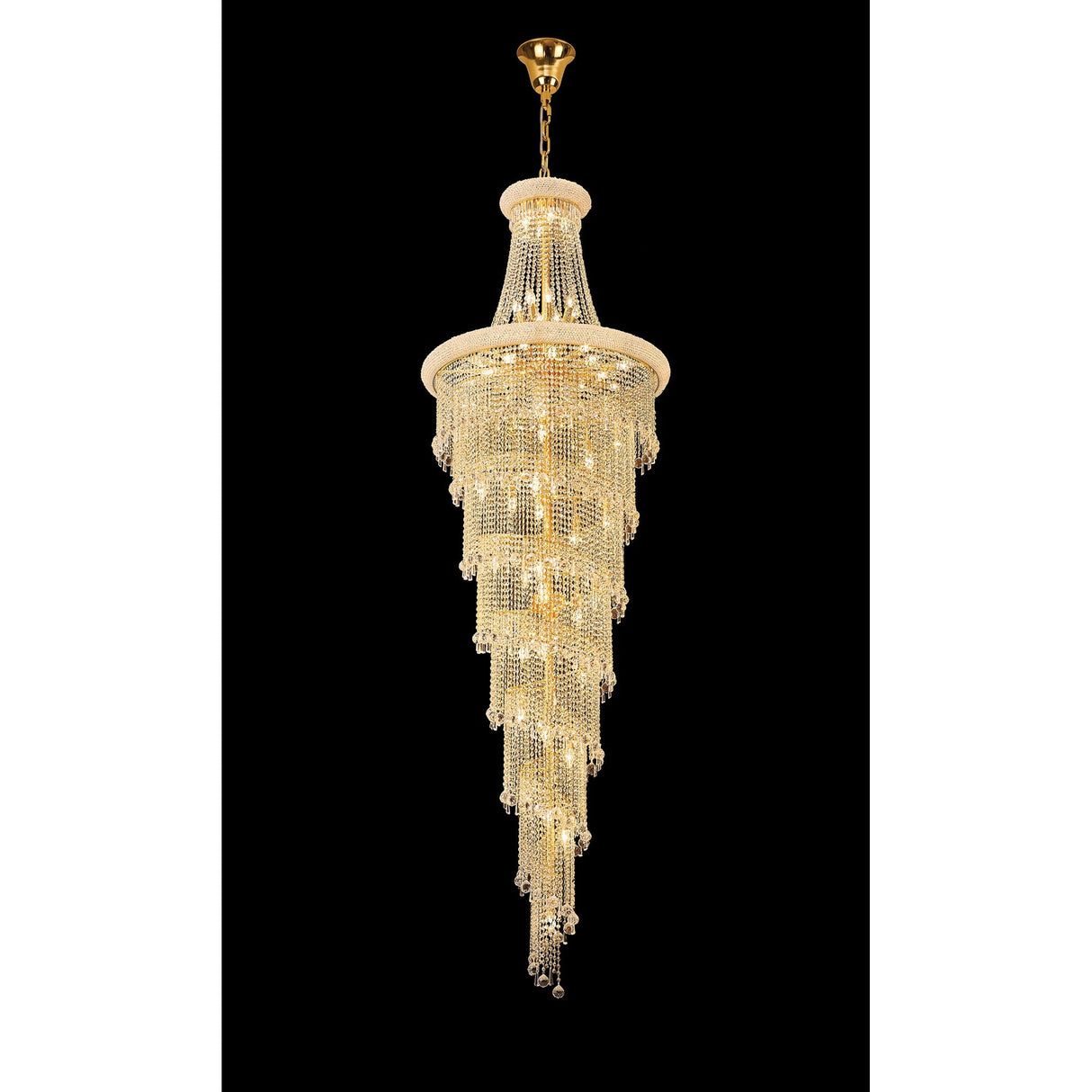Alexandra 95cm 7 Layer Spiral 63 Light Crystal Chandelier - Gold