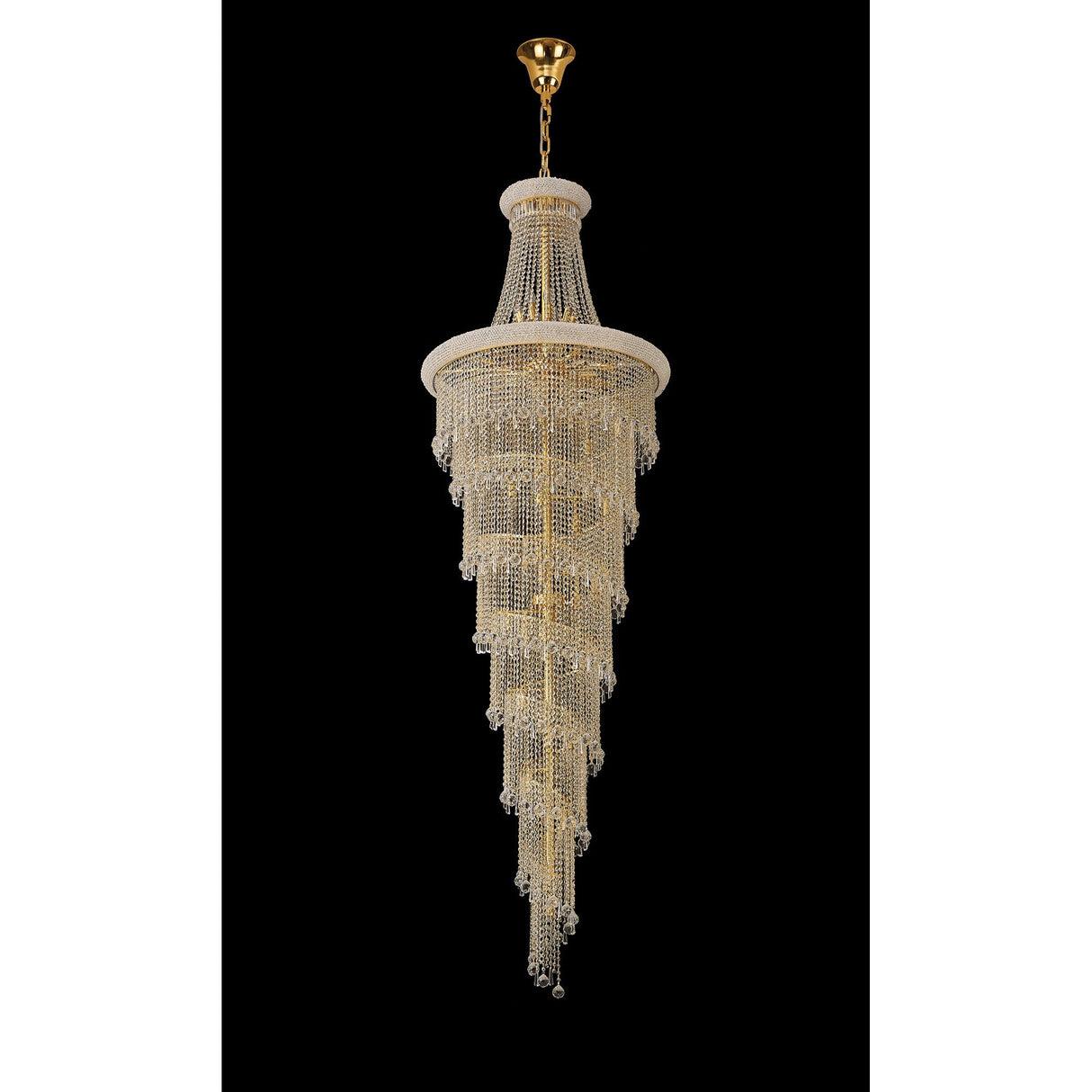 Alexandra 95cm 7 Layer Spiral 63 Light Crystal Chandelier - Gold