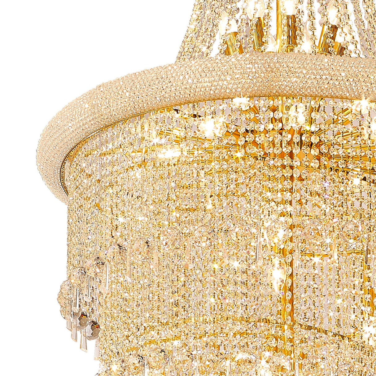 Alexandra 95cm 7 Layer Spiral 63 Light Crystal Chandelier - Gold