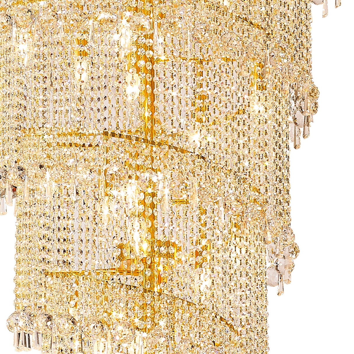 Alexandra 95cm 7 Layer Spiral 63 Light Crystal Chandelier - Gold