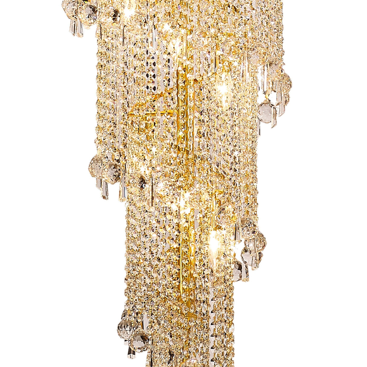 Alexandra 95cm 7 Layer Spiral 63 Light Crystal Chandelier - Gold