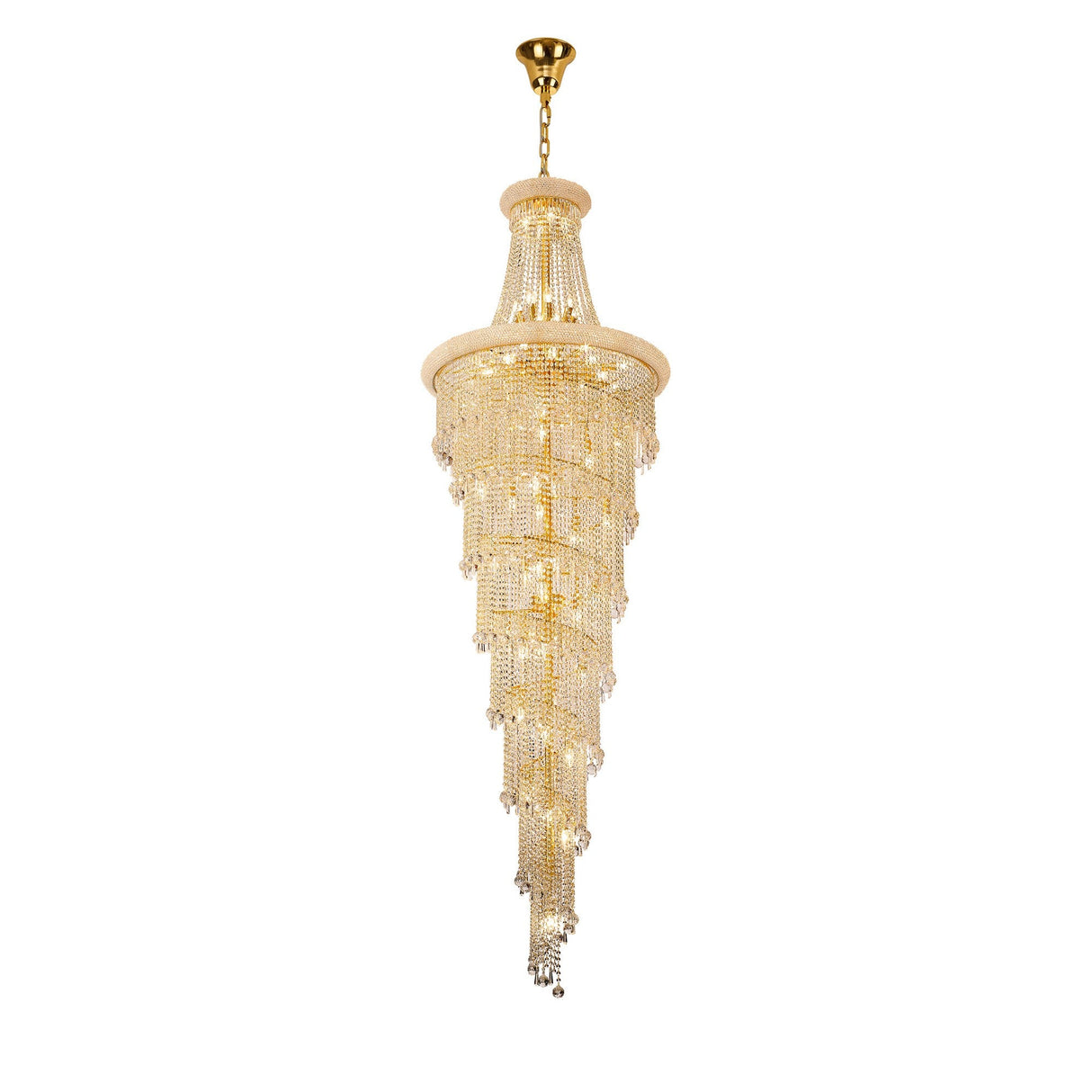 Alexandra 95cm 7 Layer Spiral 63 Light Crystal Chandelier - Gold