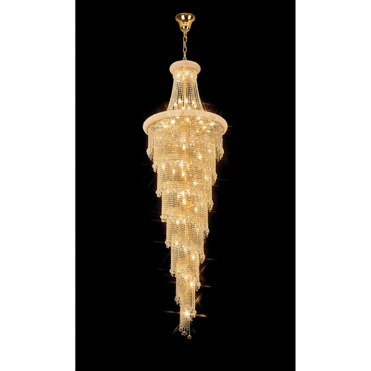 Alexandra 95cm 7 Layer Spiral 63 Light Crystal Chandelier - Gold