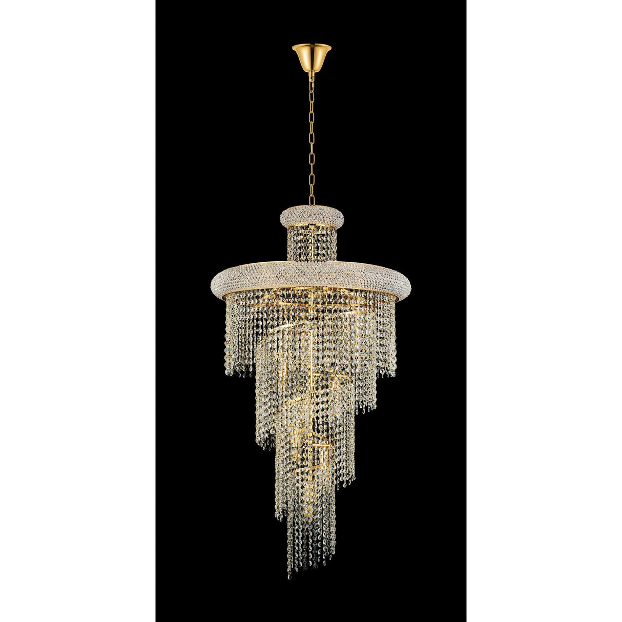 Alexandra 60cm Spiral 14 Light Crystal Chandelier - Gold