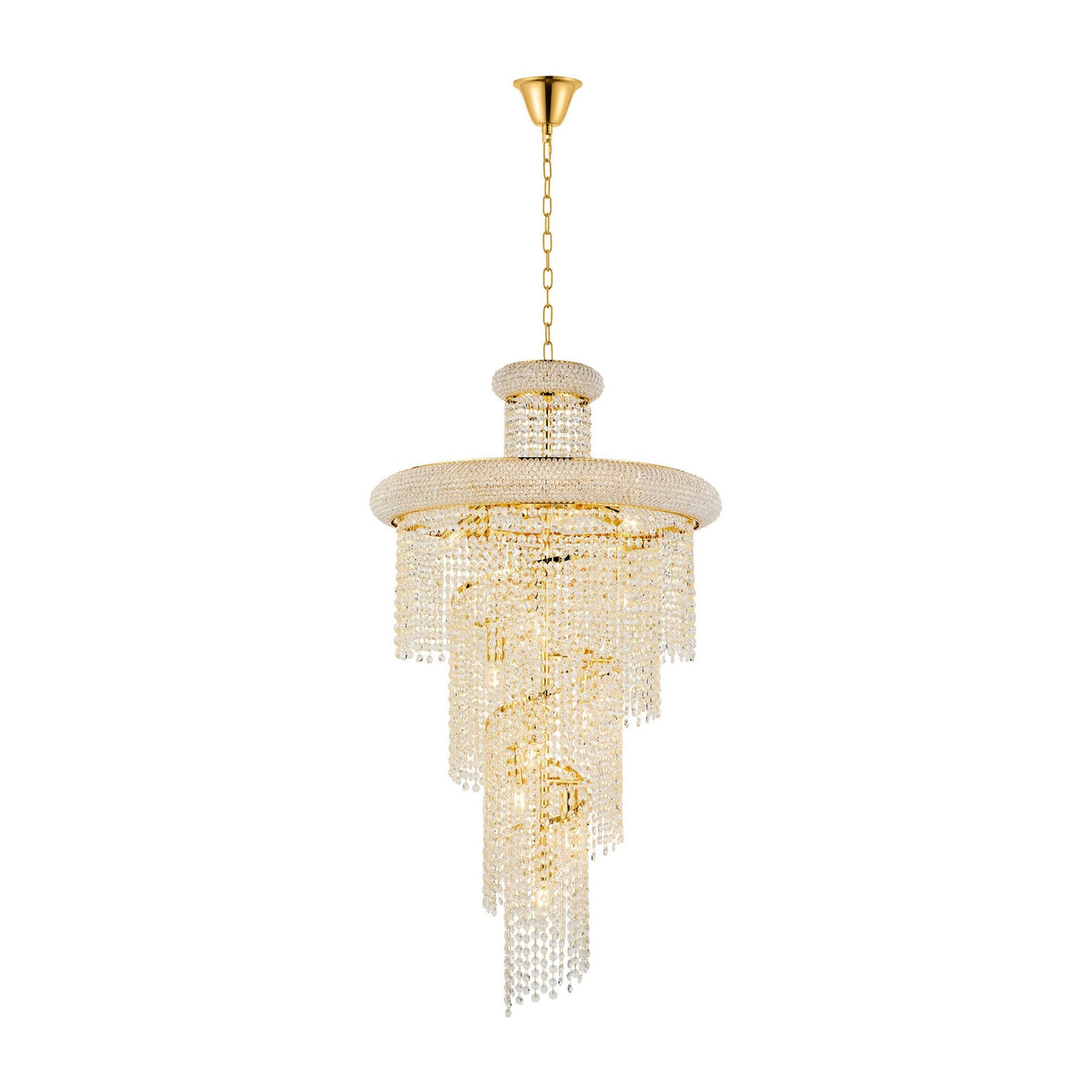 Alexandra 60cm Spiral 14 Light Crystal Chandelier - Gold