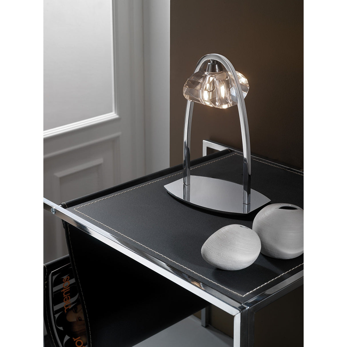 Alfa Large 1 Light Crystal Table Lamp - Polished Chrome