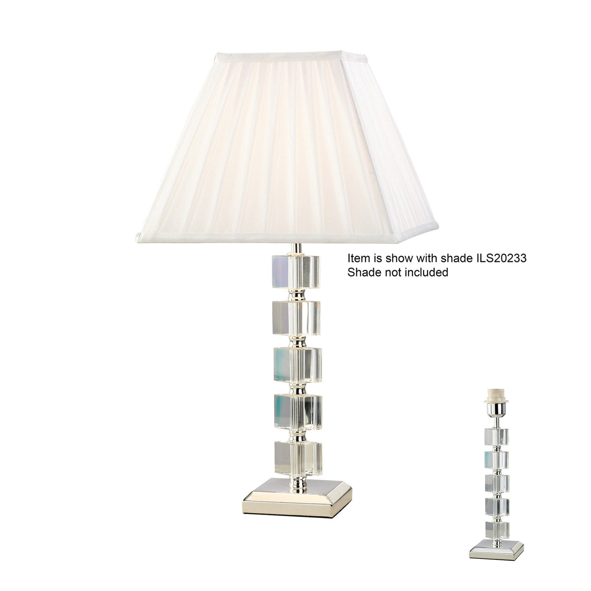 Alina 1 Light Crystal Table Lamp - Silver (Without Shade)