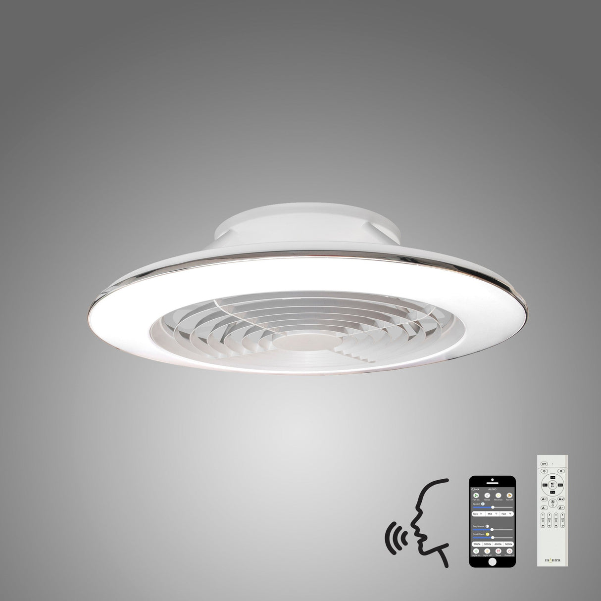 Alisio XL CCT Dimmable LED Ceiling Retractable Fan Light With Remote, APP & Voice Control - White