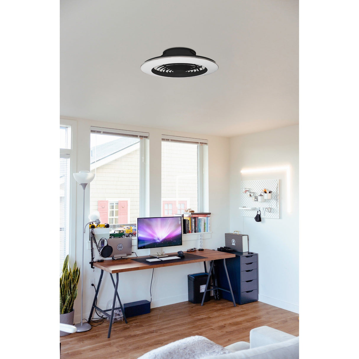 Alisio XL CCT Dimmable LED Ceiling Retractable Fan Light With Remote, APP & Voice Control - Black
