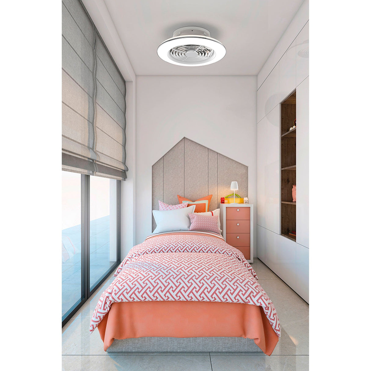 Alisio Mini CCT Dimmable LED Ceiling Retractable Fan Light With Remote Control - White