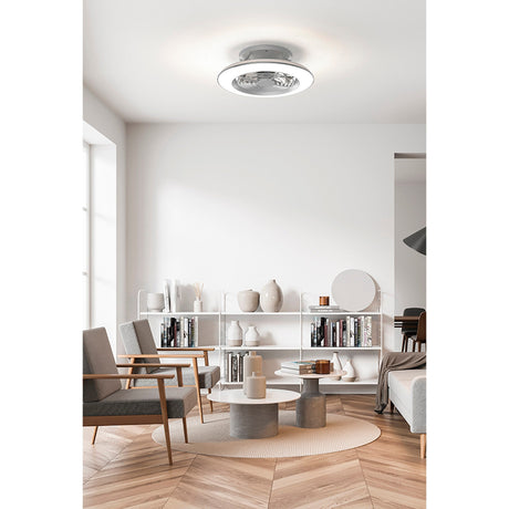 Alisio Mini CCT Dimmable LED Ceiling Retractable Fan Light With Remote Control - Silver