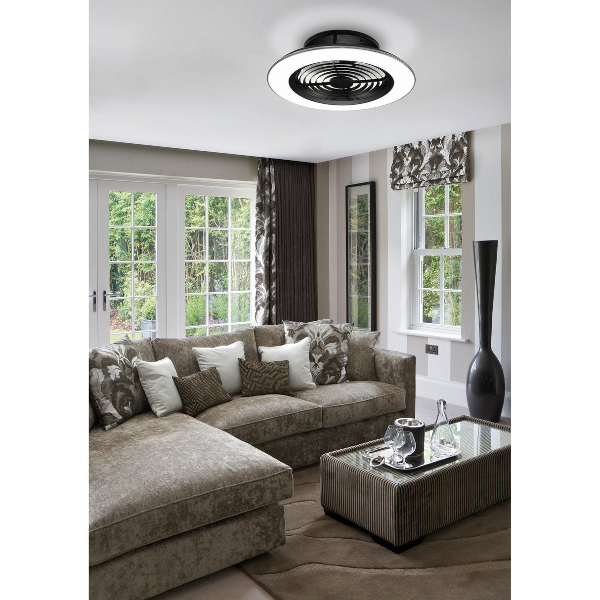 Alisio CCT Dimmable LED Ceiling Retractable Fan Light With Remote & APP Control - Black/White