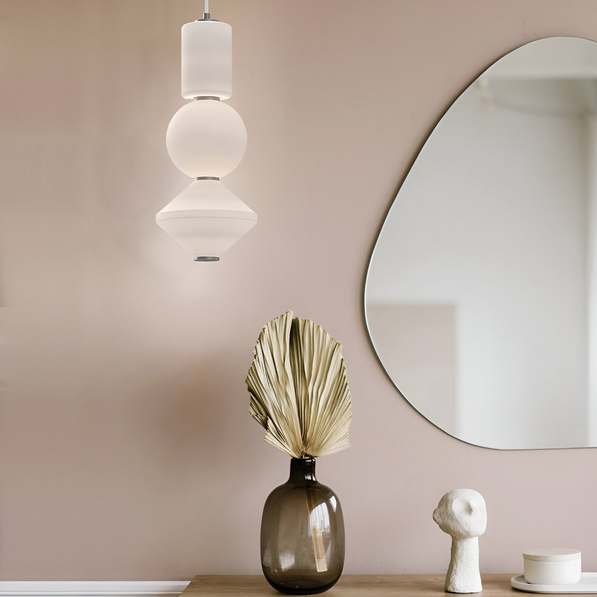 Bijou LED Glass Pendant 20W 3000K - White/Silver