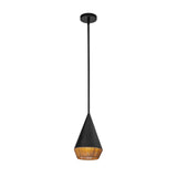 Daphne 1 Light Small Pendant - Black/Brass