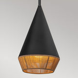 Daphne 1 Light Small Pendant - Black/Brass