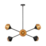 Daphne 6 Light Chandelier - Black/Brass