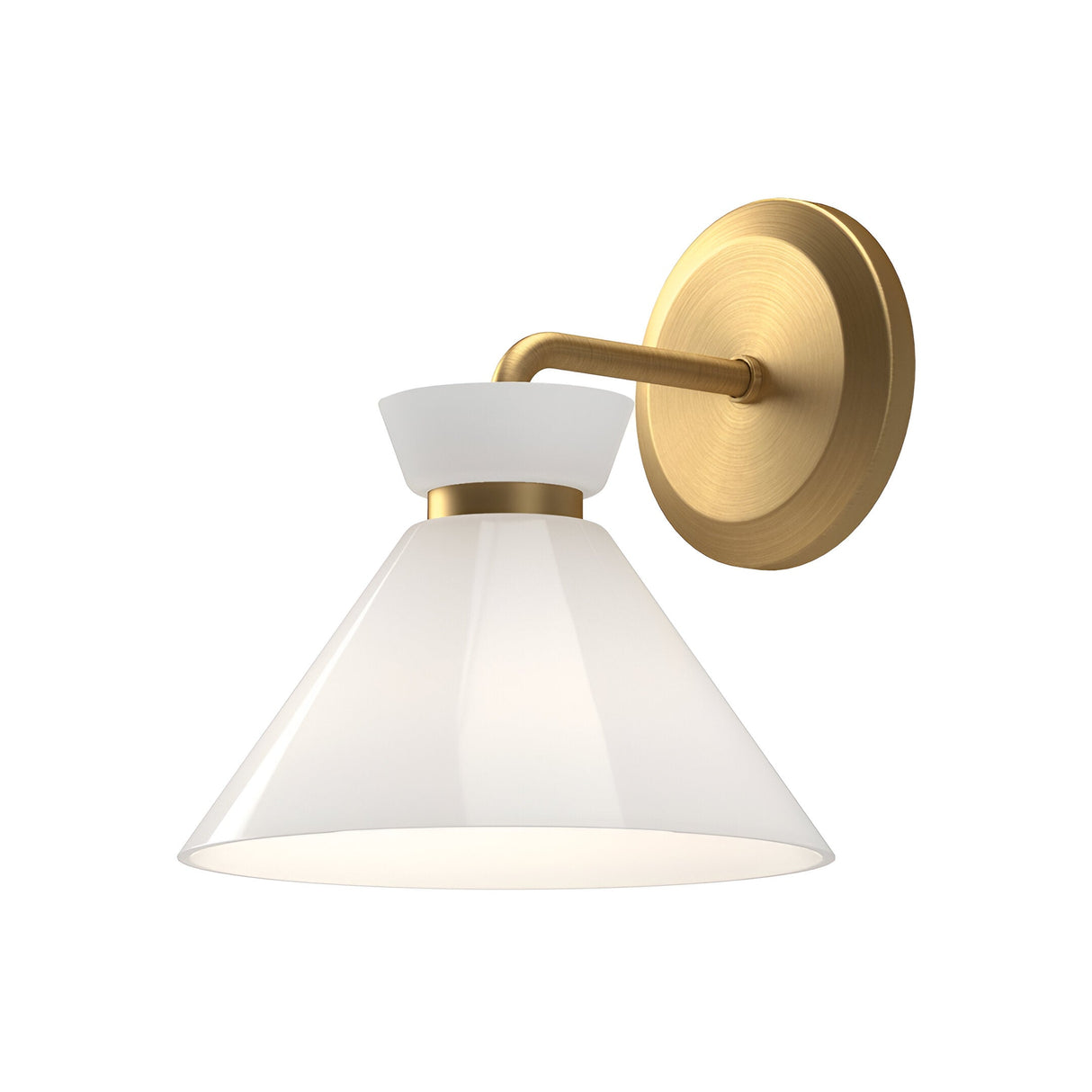 Halston 1 Light Glass Wall Light - Brushed Gold