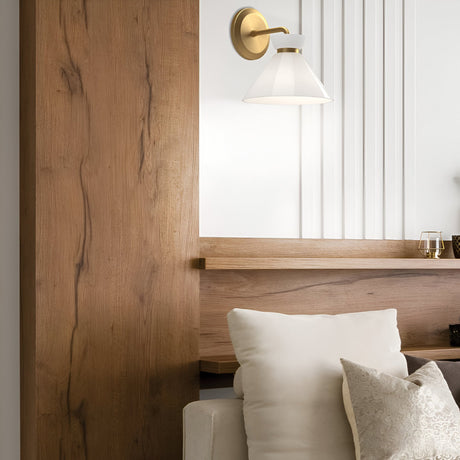 Halston 1 Light Glass Wall Light - Brushed Gold