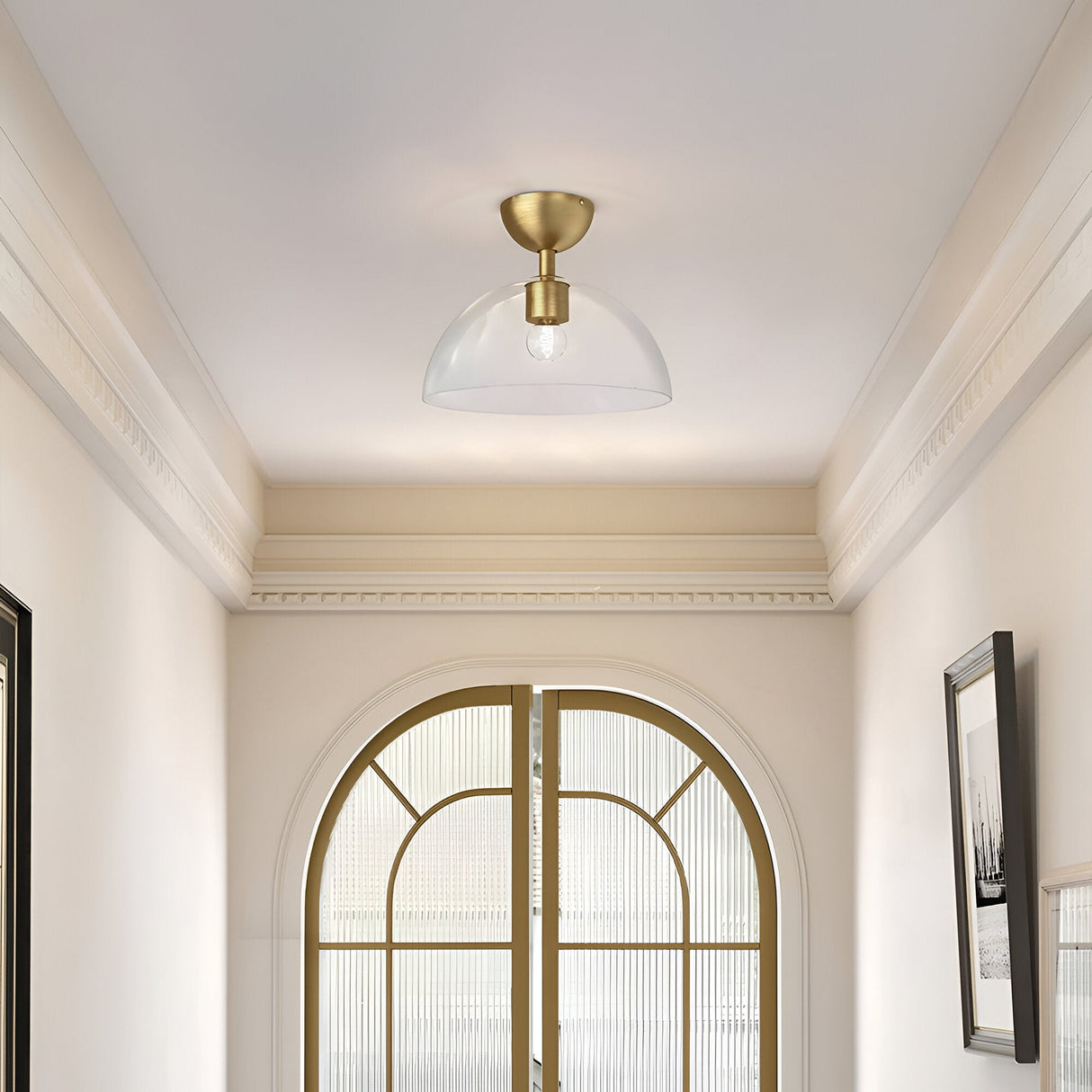 Jude 1 Light  Semi Glass Flush Light - Brushed Gold