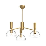 Jude 3 Light Glass Chandelier - Brushed Gold
