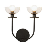 Sylvia 2 Light Glass Wall Light - Matte Black